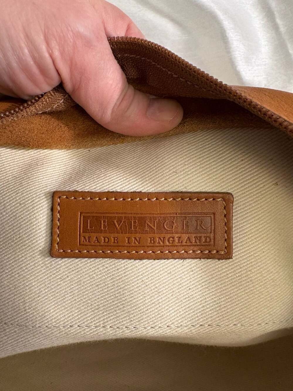 Levenger Vintage British Tan Leather Tote Bag Made in England - Picture 5 of 8